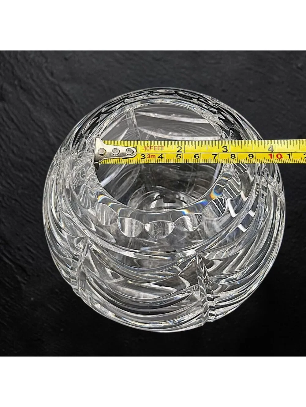 Vintage Tiffany & Co Signed Cut Crystal Round Vase Rose Bowl 6